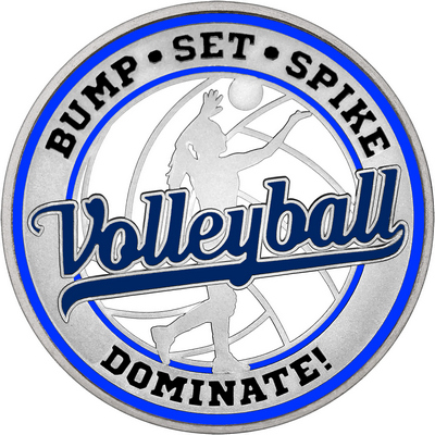 Navy Blue "Volleyball" with Royal Blue Outer Circular Borders